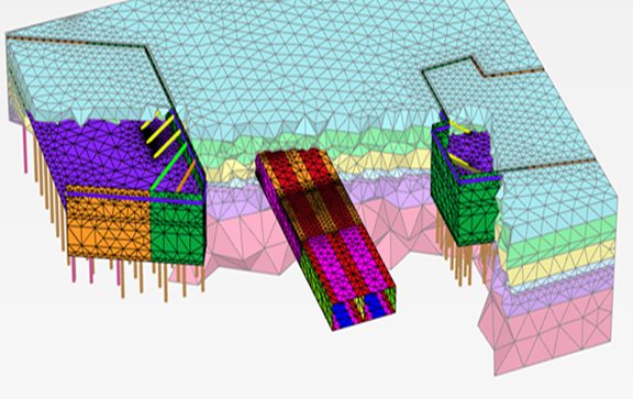 3D finite element model of an excavation